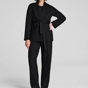 SPANX Air Essentials Black Tie-Waist Blazer & Straight Pants Set Sz XL